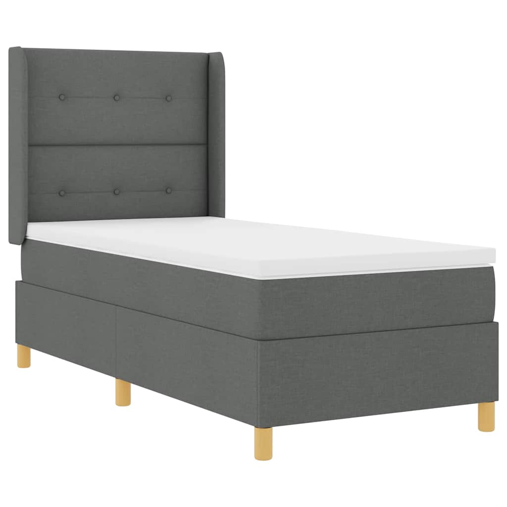 Box Spring Seng Med Madras Grå 100 X 200 Cm Stof - Billede 2