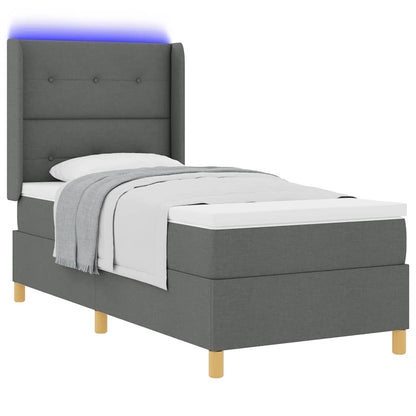 Box Spring Seng Med Madras Grå 100 X 200 Cm Stof - Billede 3