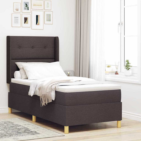Box Spring Seng Med Madras Brun 100 X 200 Cm Stof - Hovedbillede
