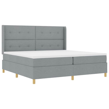 Box Spring Seng Med Madras Lysegrå 200 X 200 Cm Stof - Billede 2