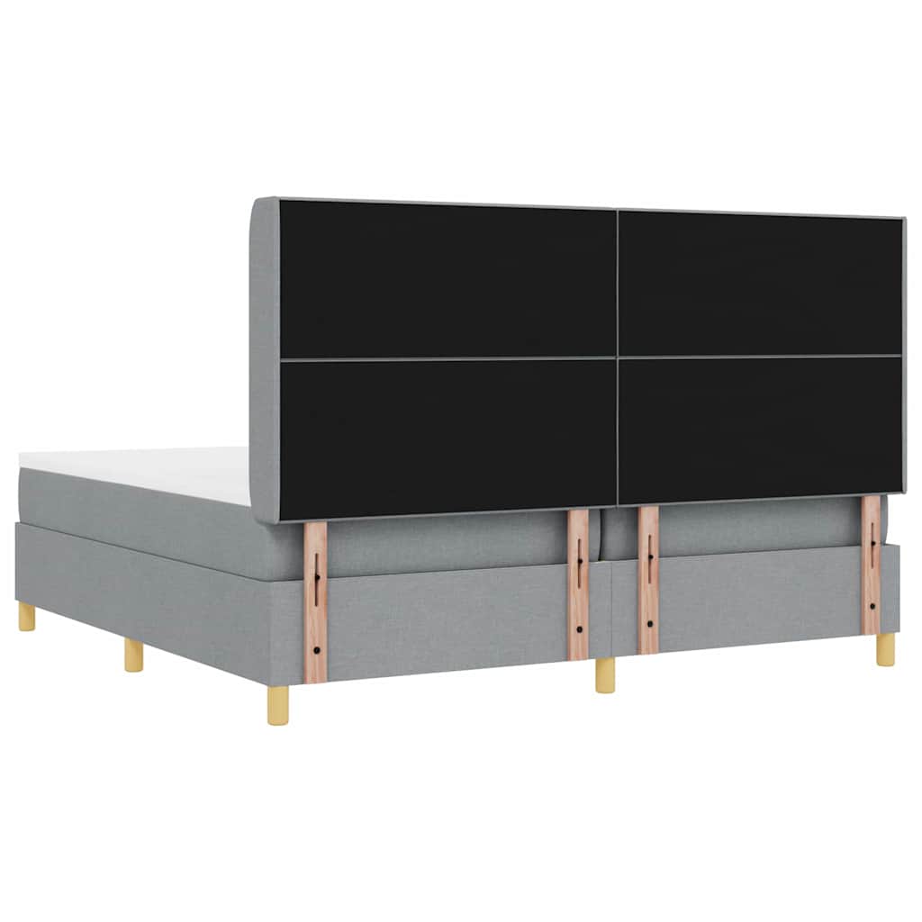 Box Spring Seng Med Madras Lysegrå 200 X 200 Cm Stof - Billede 10