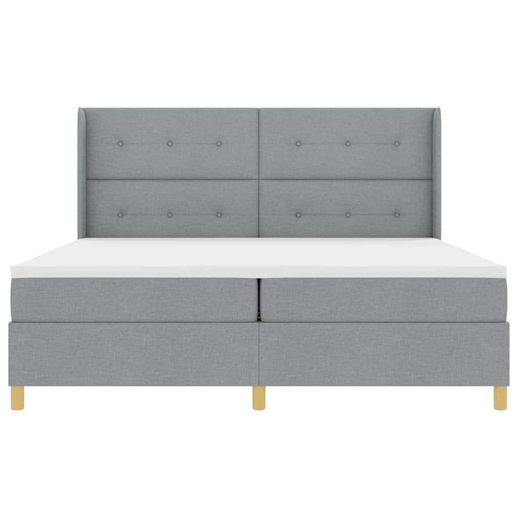 Box Spring Seng Med Madras Lysegrå 200 X 200 Cm Stof - Billede 9