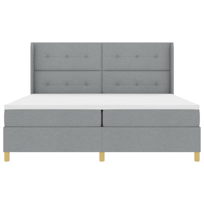 Box Spring Seng Med Madras Lysegrå 200 X 200 Cm Stof - Billede 9
