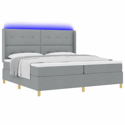 Box Spring Seng Med Madras Lysegrå 200 X 200 Cm Stof - Billede 3
