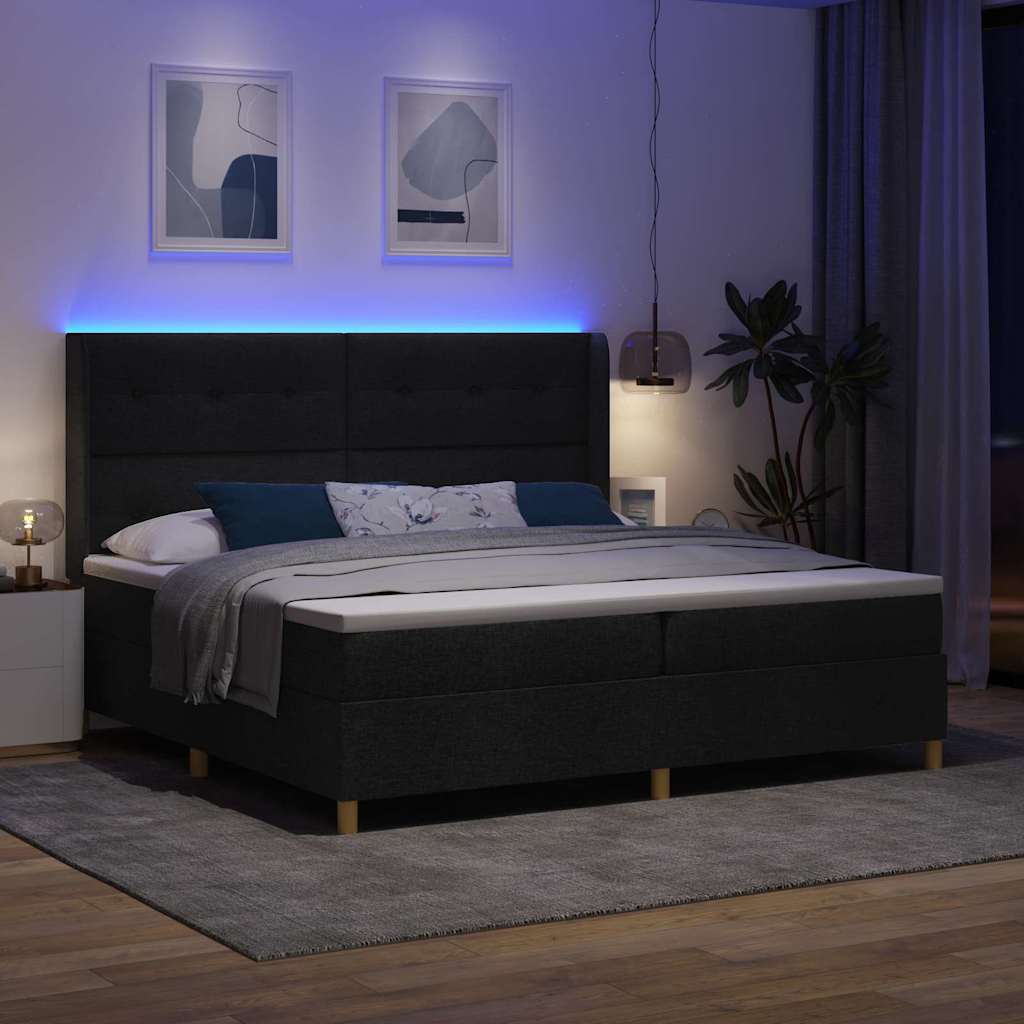 Box Spring Seng Med Madras Sort 200 X 200 Cm Stof - Billede 6