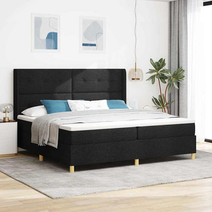 Box Spring Seng Med Madras Sort 200 X 200 Cm Stof - Hovedbillede