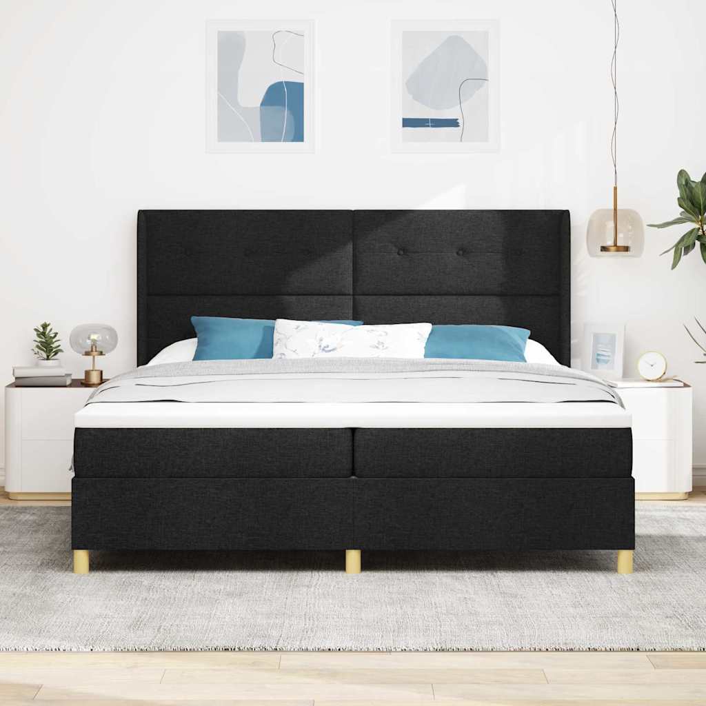 Box Spring Seng Med Madras Sort 200 X 200 Cm Stof - Billede 5