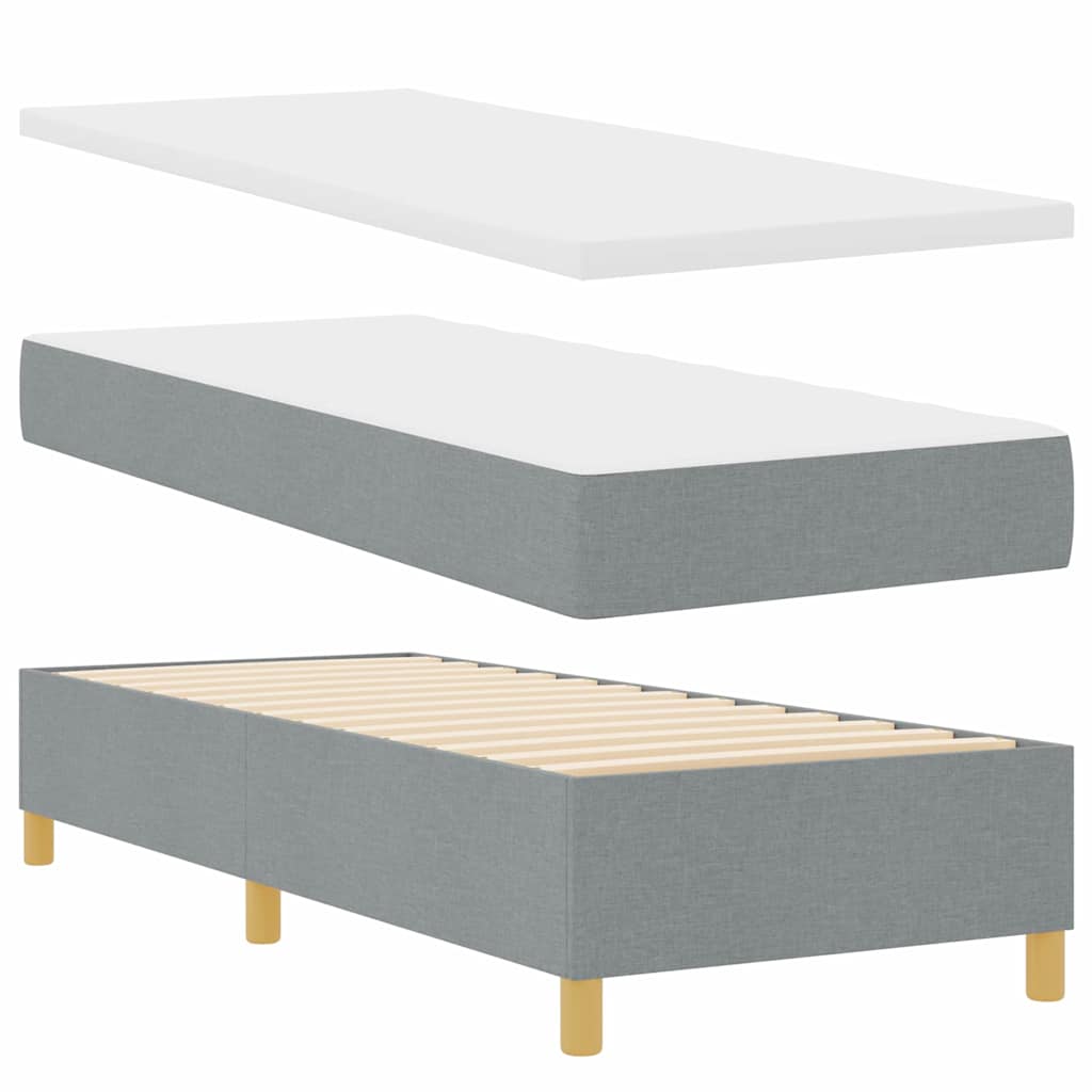 Box Spring Seng Med Madras Lysegrå 80 X 200 Cm Stof - Billede 7
