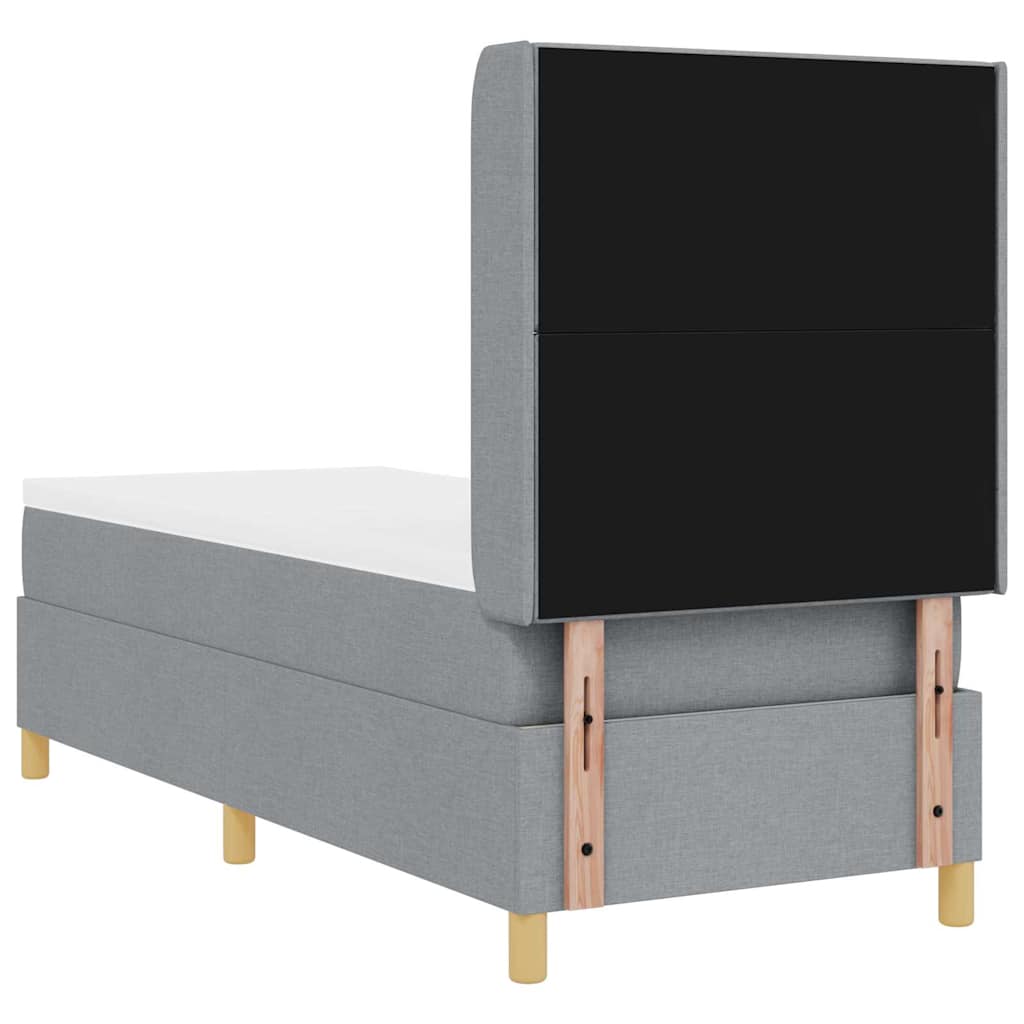 Box Spring Seng Med Madras Lysegrå 80 X 200 Cm Stof - Billede 10