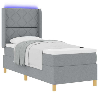 Box Spring Seng Med Madras Lysegrå 80 X 200 Cm Stof - Billede 3