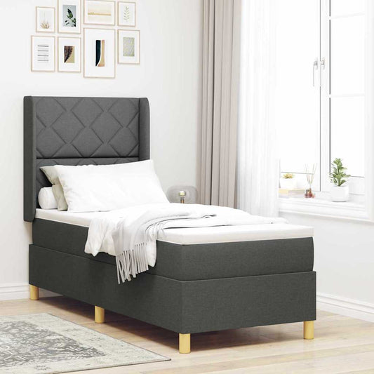 Box Spring Seng Med Madras Grå 80 X 200 Cm Stof - Hovedbillede