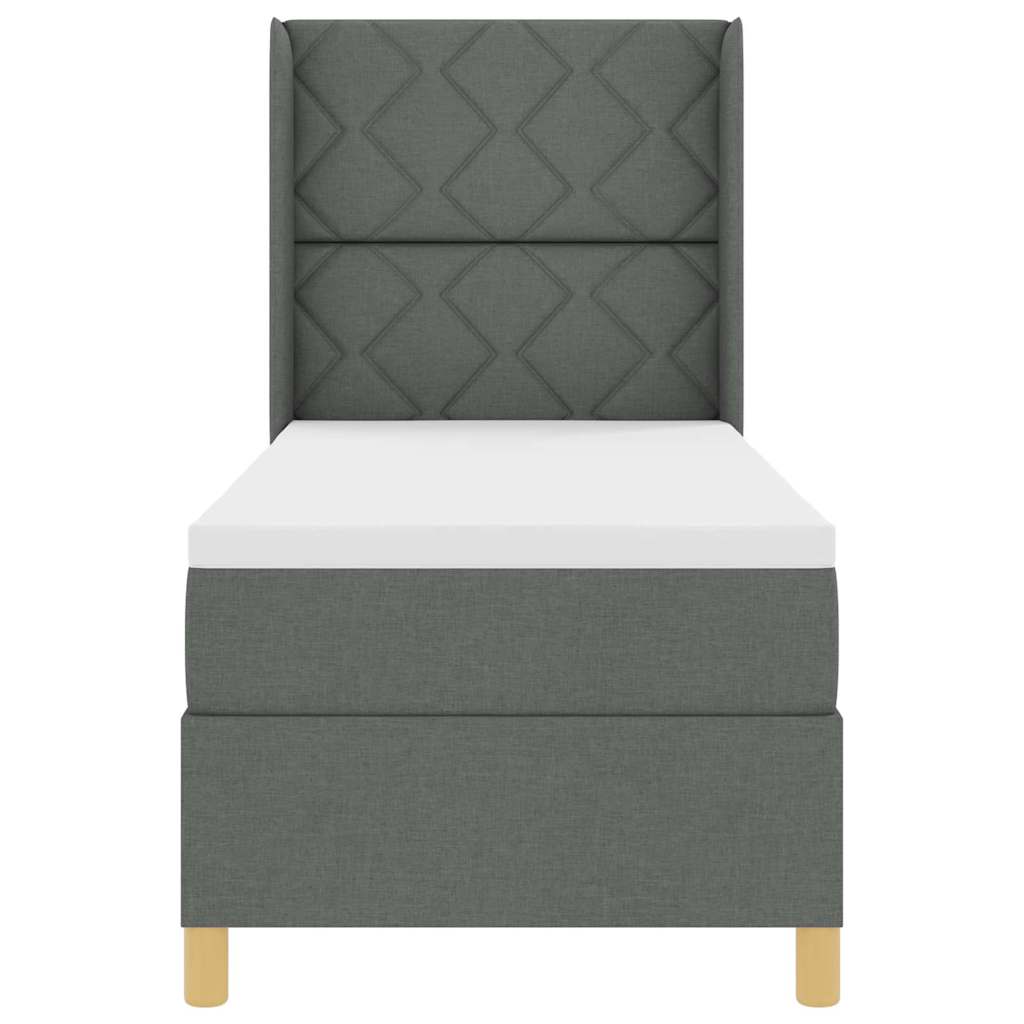 Box Spring Seng Med Madras Grå 80 X 200 Cm Stof - Billede 9