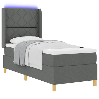 Box Spring Seng Med Madras Grå 80 X 200 Cm Stof - Billede 3