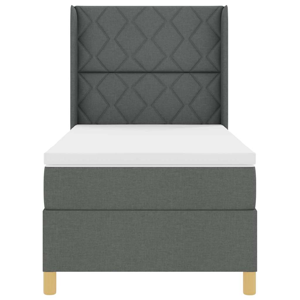 Box Spring Seng Med Madras Grå 90 X 190 Cm Stof - Billede 9