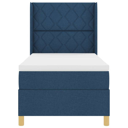 Box Spring Seng Med Madras Blå 90 X 190 Cm Stof - Billede 9