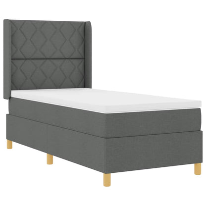 Box Spring Seng Med Madras Grå 90 X 200 Cm Stof - Billede 2