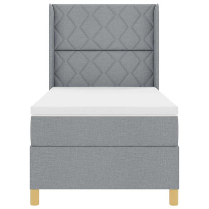 Box Spring Seng Med Madras Lysegrå 100 X 200 Cm Stof - Billede 9