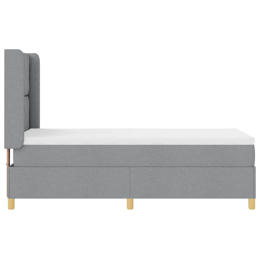 Box Spring Seng Med Madras Lysegrå 100 X 200 Cm Stof - Billede 10