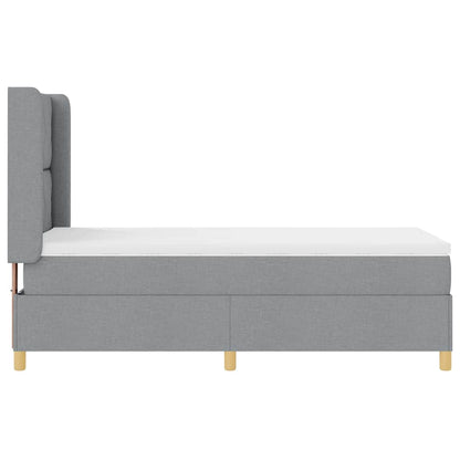 Box Spring Seng Med Madras Lysegrå 100 X 200 Cm Stof - Billede 10