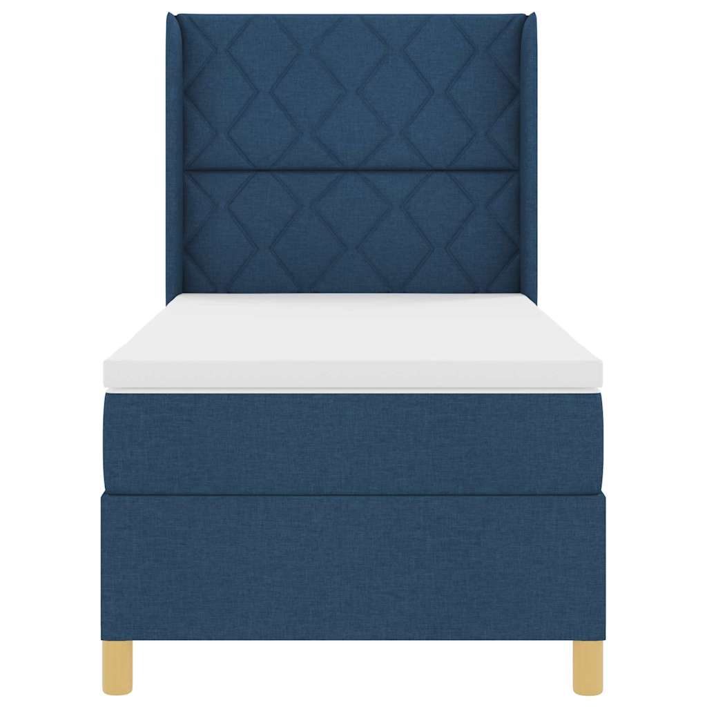 Box Spring Seng Med Madras Blå 100 X 200 Cm Stof - Billede 9