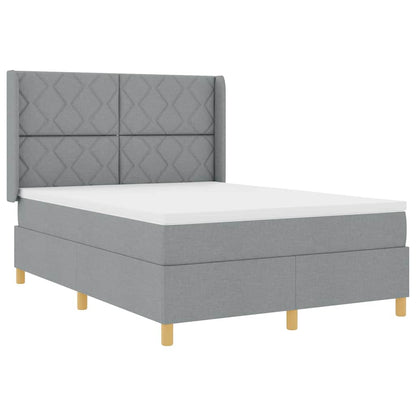 Box Spring Seng Med Madras Lysegrå 140 X 200 Cm Stof - Billede 2