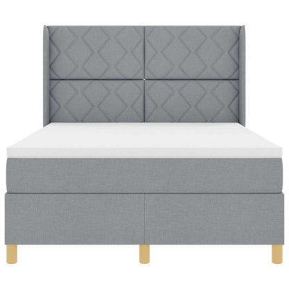 Box Spring Seng Med Madras Lysegrå 140 X 200 Cm Stof - Billede 8