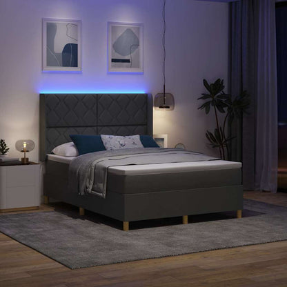 Box Spring Seng Med Madras Grå 140 X 200 Cm Stof - Billede 6