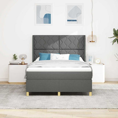 Box Spring Seng Med Madras Grå 140 X 200 Cm Stof - Billede 5