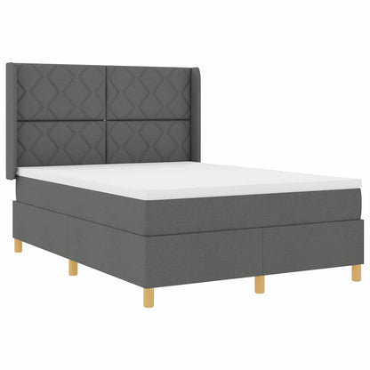Box Spring Seng Med Madras Grå 140 X 200 Cm Stof - Billede 2