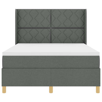Box Spring Seng Med Madras Grå 140 X 200 Cm Stof - Billede 9