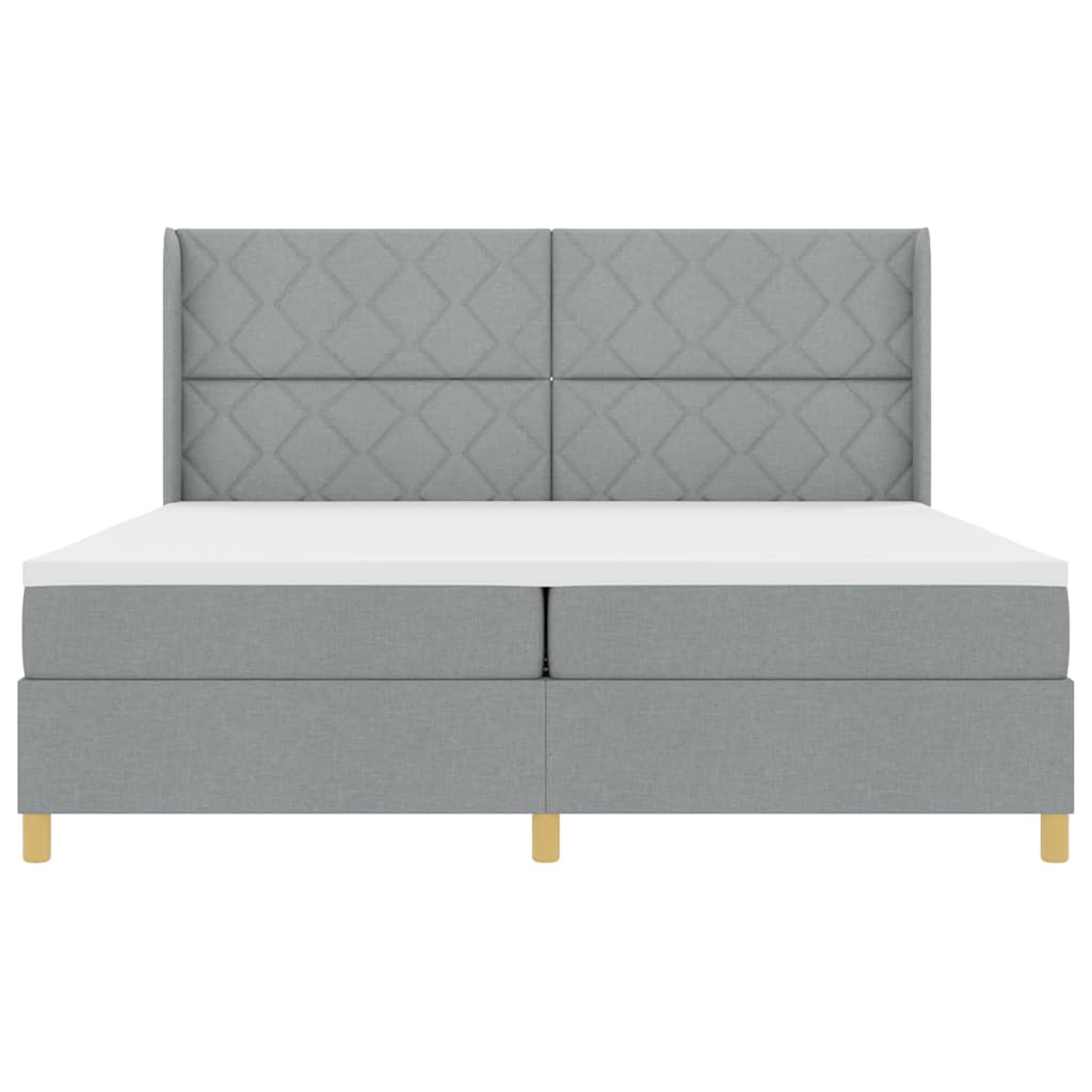 Box Spring Seng Med Madras Lysegrå 200 X 200 Cm Stof - Billede 8