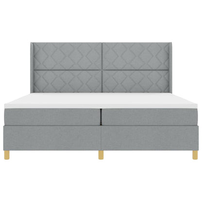 Box Spring Seng Med Madras Lysegrå 200 X 200 Cm Stof - Billede 8