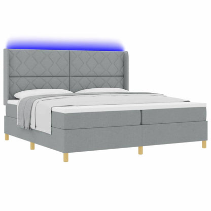 Box Spring Seng Med Madras Lysegrå 200 X 200 Cm Stof - Billede 3
