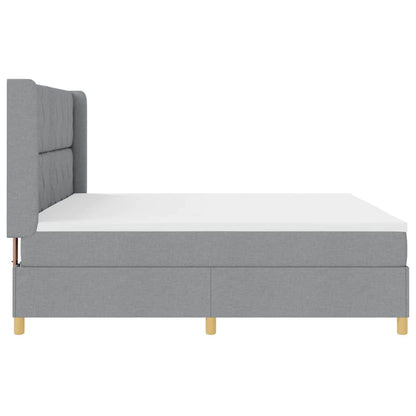 Box Spring Seng Med Madras Lysegrå 200 X 200 Cm Stof - Billede 9