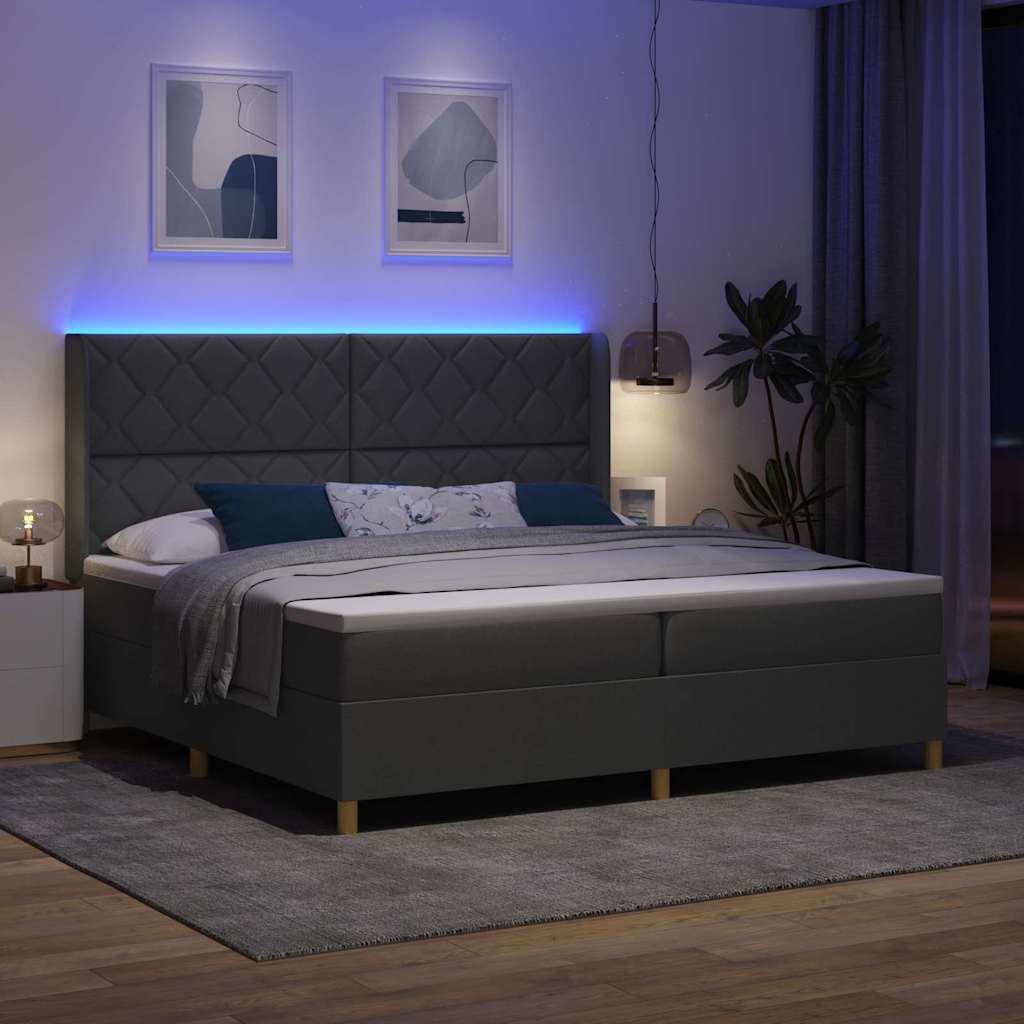 Box Spring Seng Med Madras Grå 200 X 200 Cm Stof - Billede 6