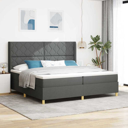 Box Spring Seng Med Madras Grå 200 X 200 Cm Stof - Hovedbillede