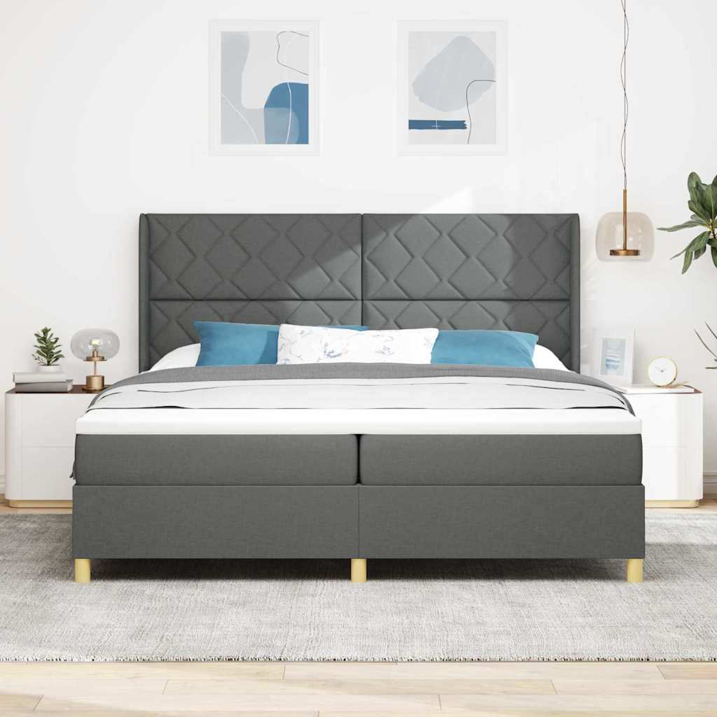 Box Spring Seng Med Madras Grå 200 X 200 Cm Stof - Billede 5
