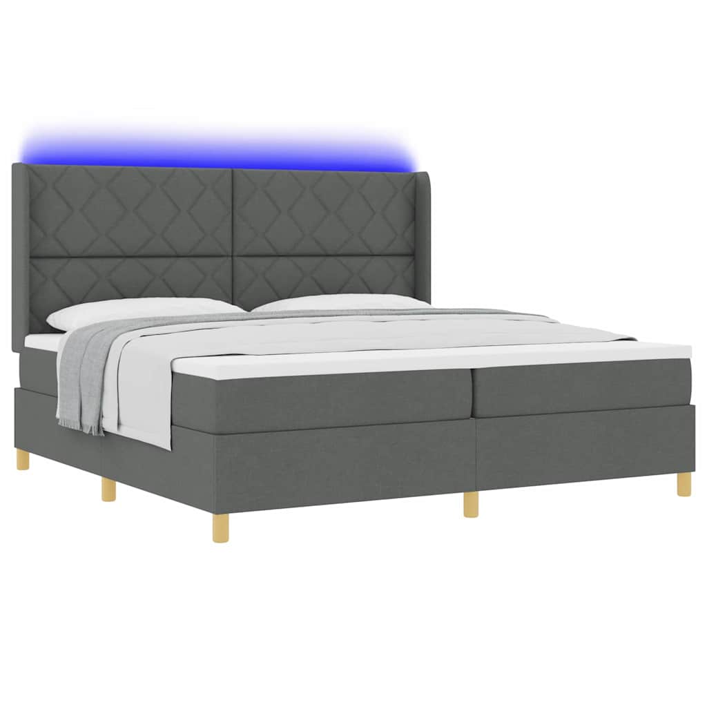 Box Spring Seng Med Madras Grå 200 X 200 Cm Stof - Billede 3