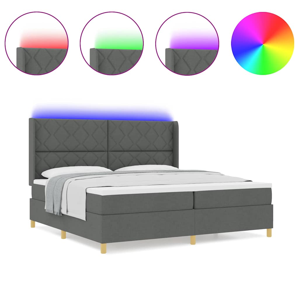 Box Spring Seng Med Madras Grå 200 X 200 Cm Stof - Billede 4