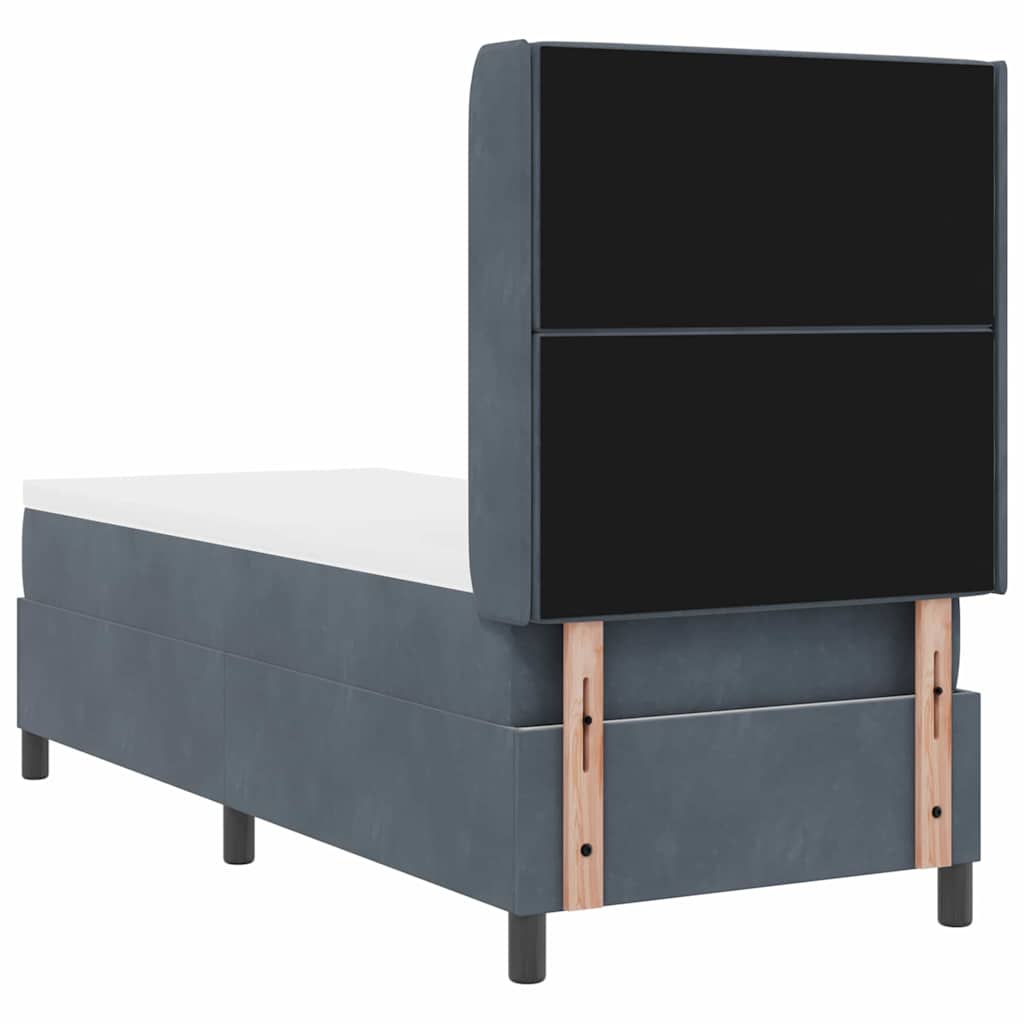 Led Boxspring Seng Med Madras Argyle Mørkegrå 80 X 200 Cm Fløjl - Billede 10