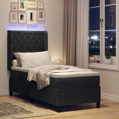 Led Boxspring Seng Med Madras Argyle Sort 80 X 200 Cm Fløjl - Billede 6