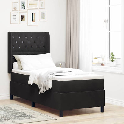 Led Boxspring Seng Med Madras Argyle Sort 80 X 200 Cm Fløjl - Hovedbillede