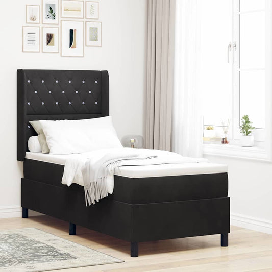 Led Boxspring Seng Med Madras Argyle Sort 80 X 200 Cm Fløjl - Hovedbillede