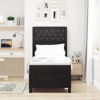 Led Boxspring Seng Med Madras Argyle Sort 80 X 200 Cm Fløjl - Billede 5