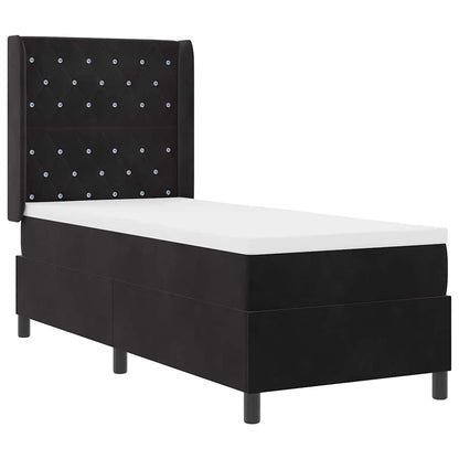 Led Boxspring Seng Med Madras Argyle Sort 80 X 200 Cm Fløjl - Billede 2