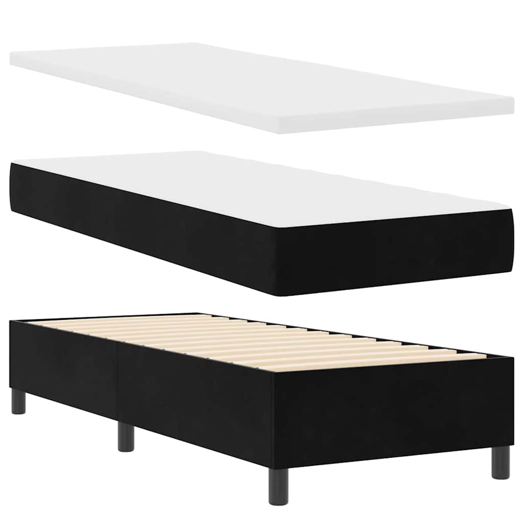 Led Boxspring Seng Med Madras Argyle Sort 80 X 200 Cm Fløjl - Billede 7