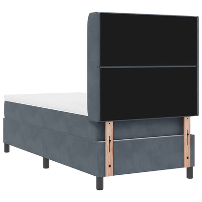 Led Boxspring Seng Med Madras Argyle Mørkegrå 90 X 190 Cm Fløjl - Billede 11