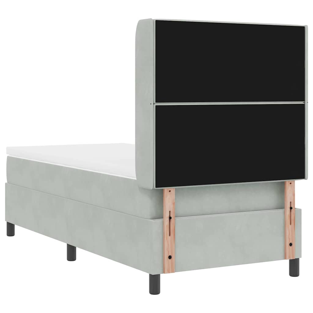 Led Boxspring Seng Med Madras Argyle Lysegrå 90 X 200 Cm Fløjl - Billede 11
