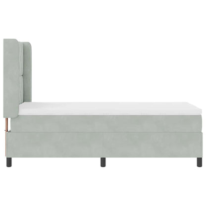 Led Boxspring Seng Med Madras Argyle Lysegrå 90 X 200 Cm Fløjl - Billede 10