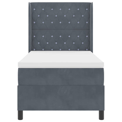 Led Boxspring Seng Med Madras Mørkegrå 100 X 200 Cm Fløjl - Billede 9